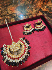 BLACK SHEHNAI EARRINGS TIKKA