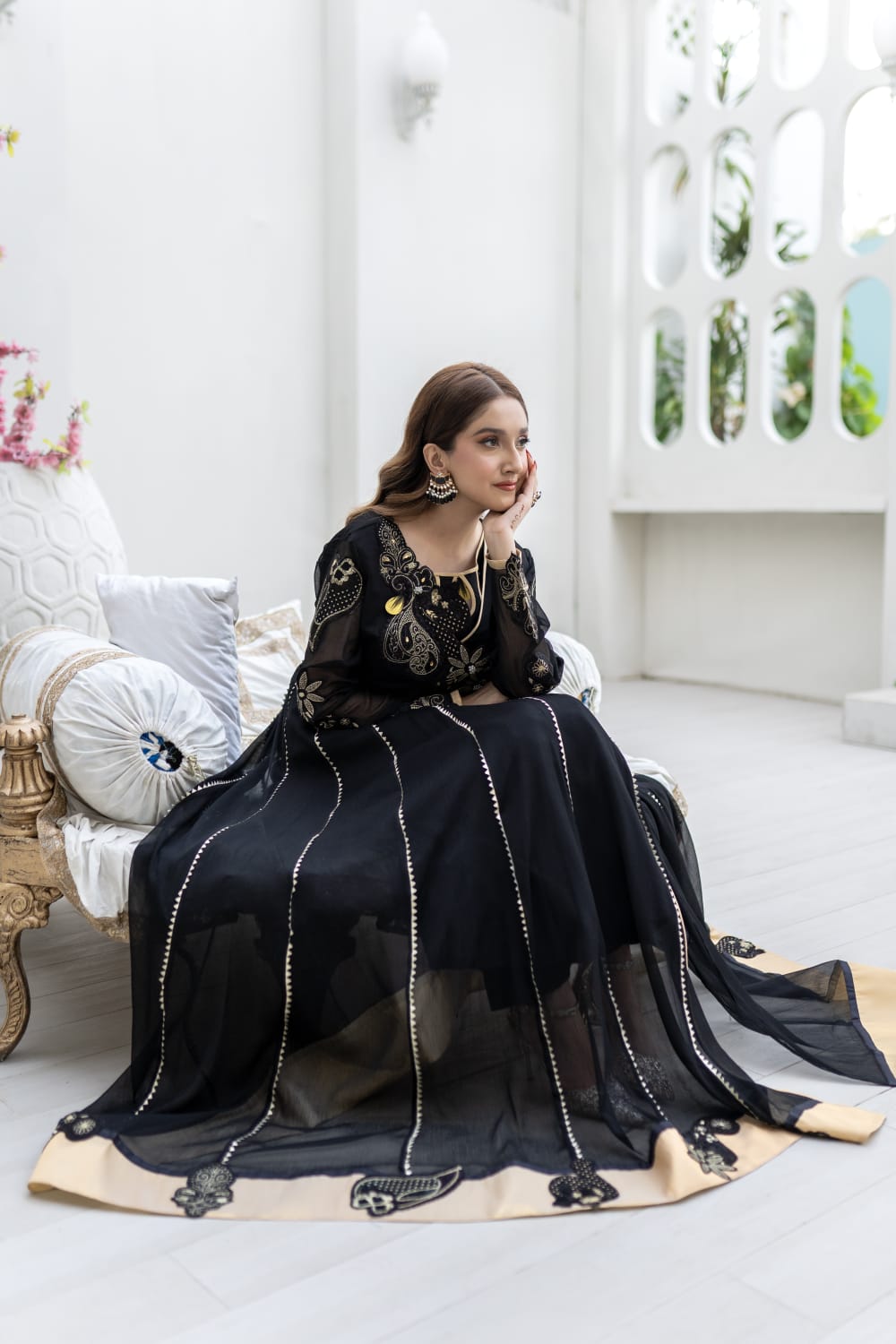 BLACK SHEHNAI EARRINGS TIKKA